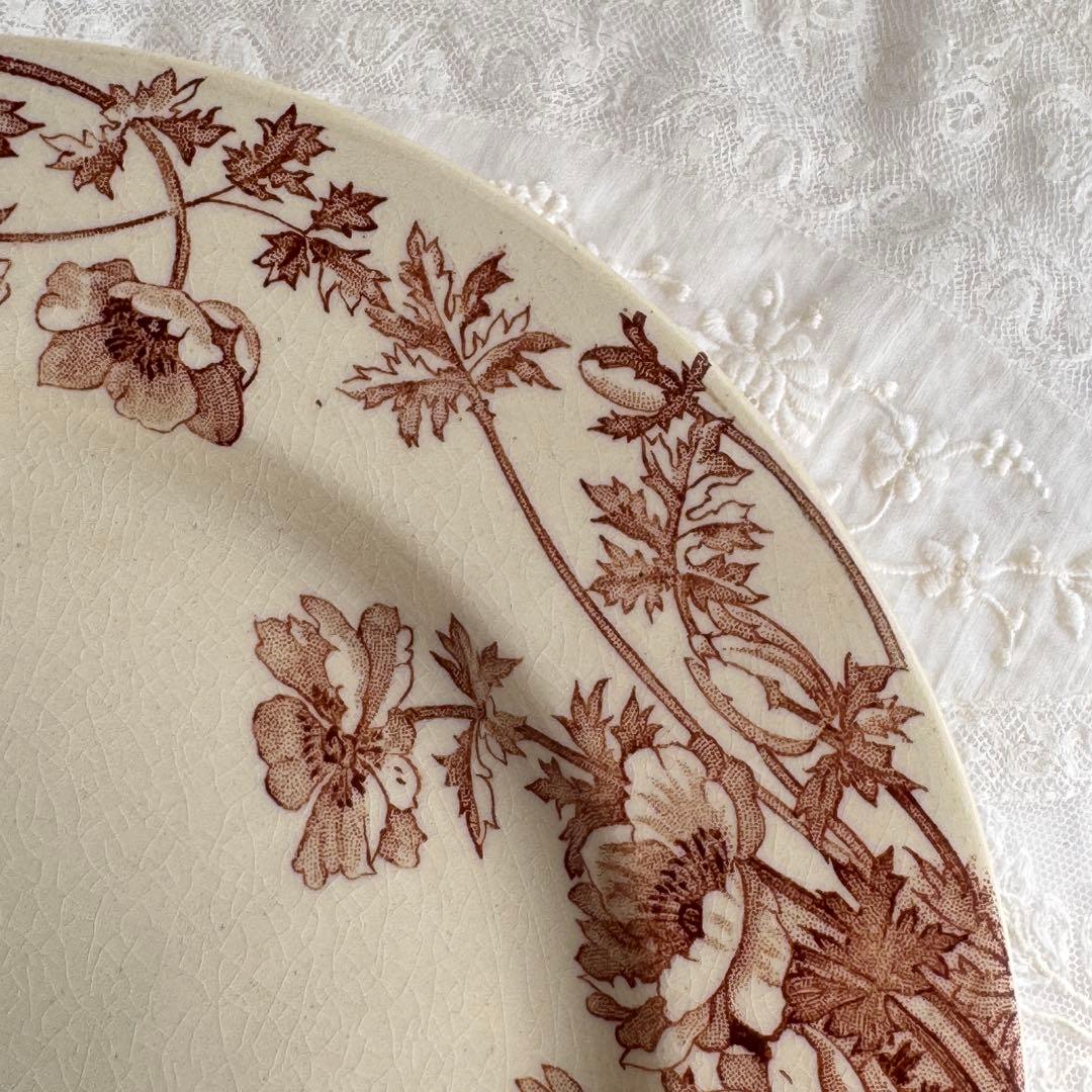 フランスアンティーク Gien ジアン Anemones ケーキスタンド