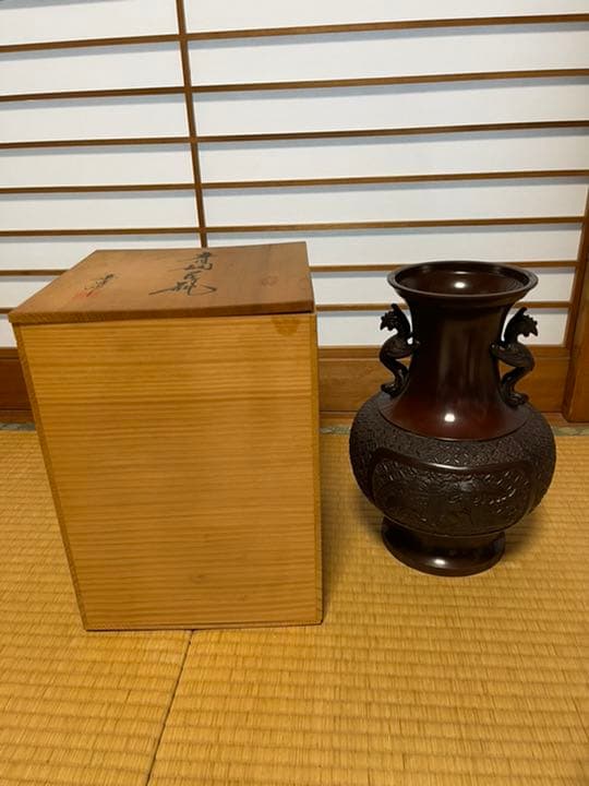 【値下げ】真峰 青銅花瓶 高さ31cm