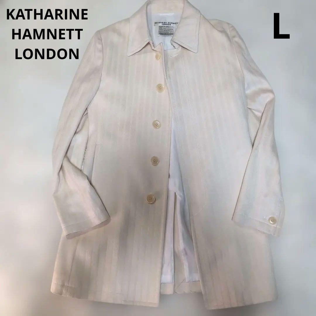 クリスマスホワイト☆シルクキャサリンハムネットロンドン ステンカラーコートL