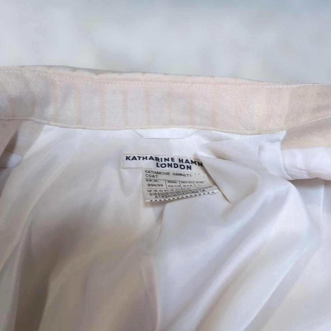 クリスマスホワイト☆シルクキャサリンハムネットロンドン ステンカラーコートL