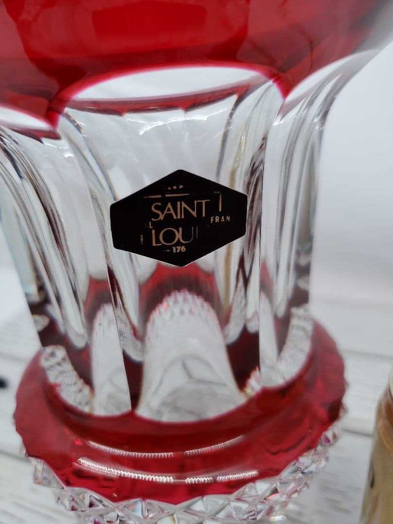 SAINT LOUIS サンルイ ヴェルサイユ　高20.5cm 赤被せ 花瓶