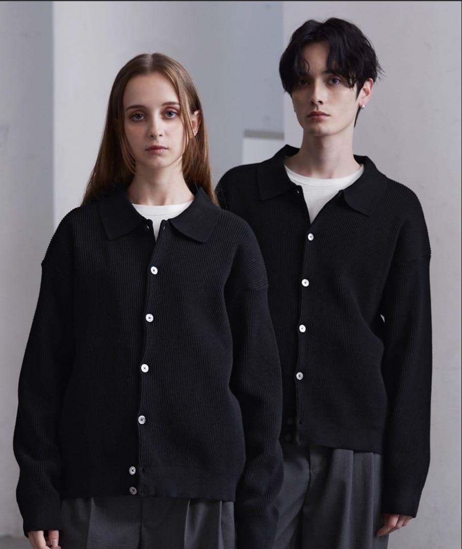 【新品】CLEL ニットシャツカーディガン 黒 M