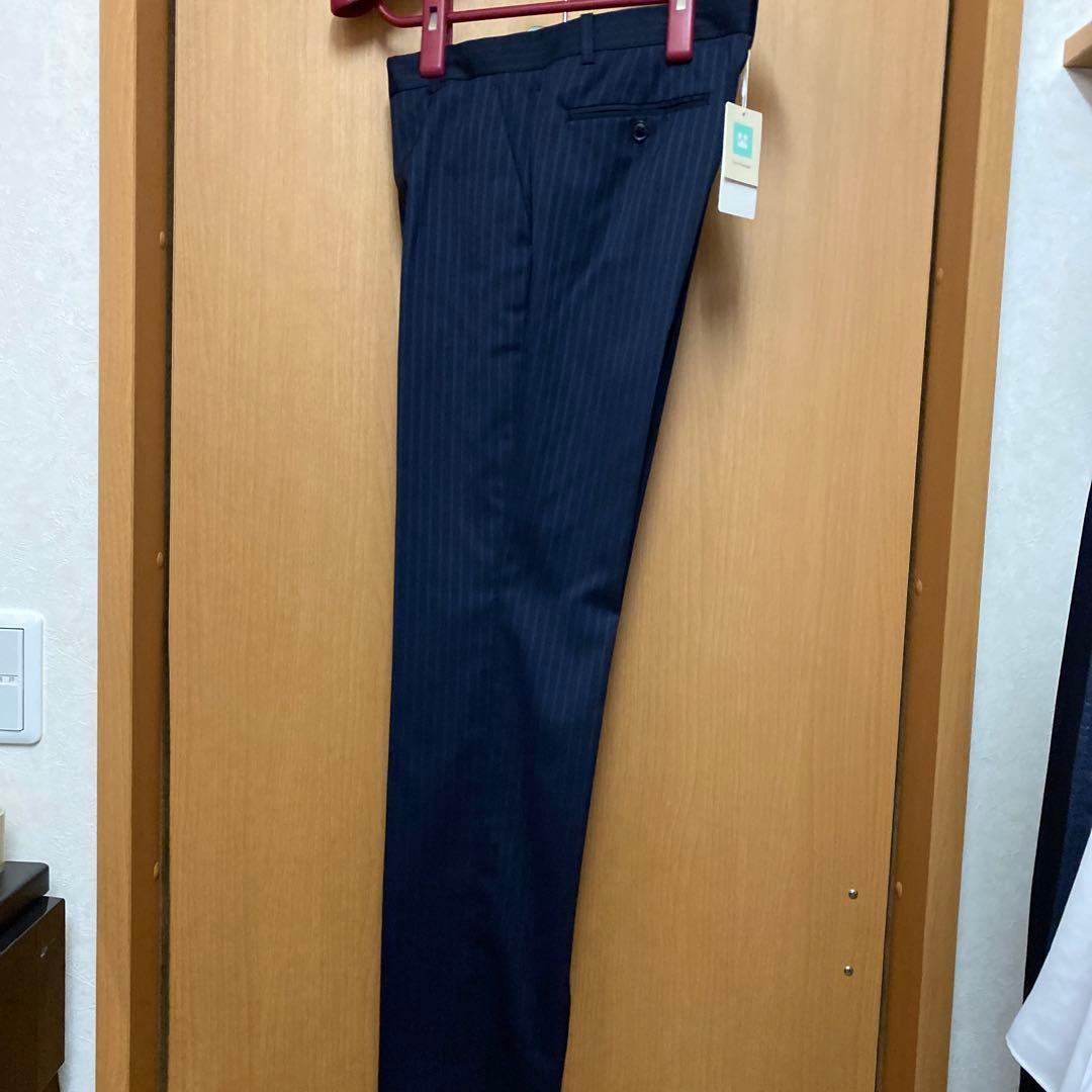 【新品未着用】スーツ　上下　ネイビー　ストライプ　グリーンレーベルリラクシング