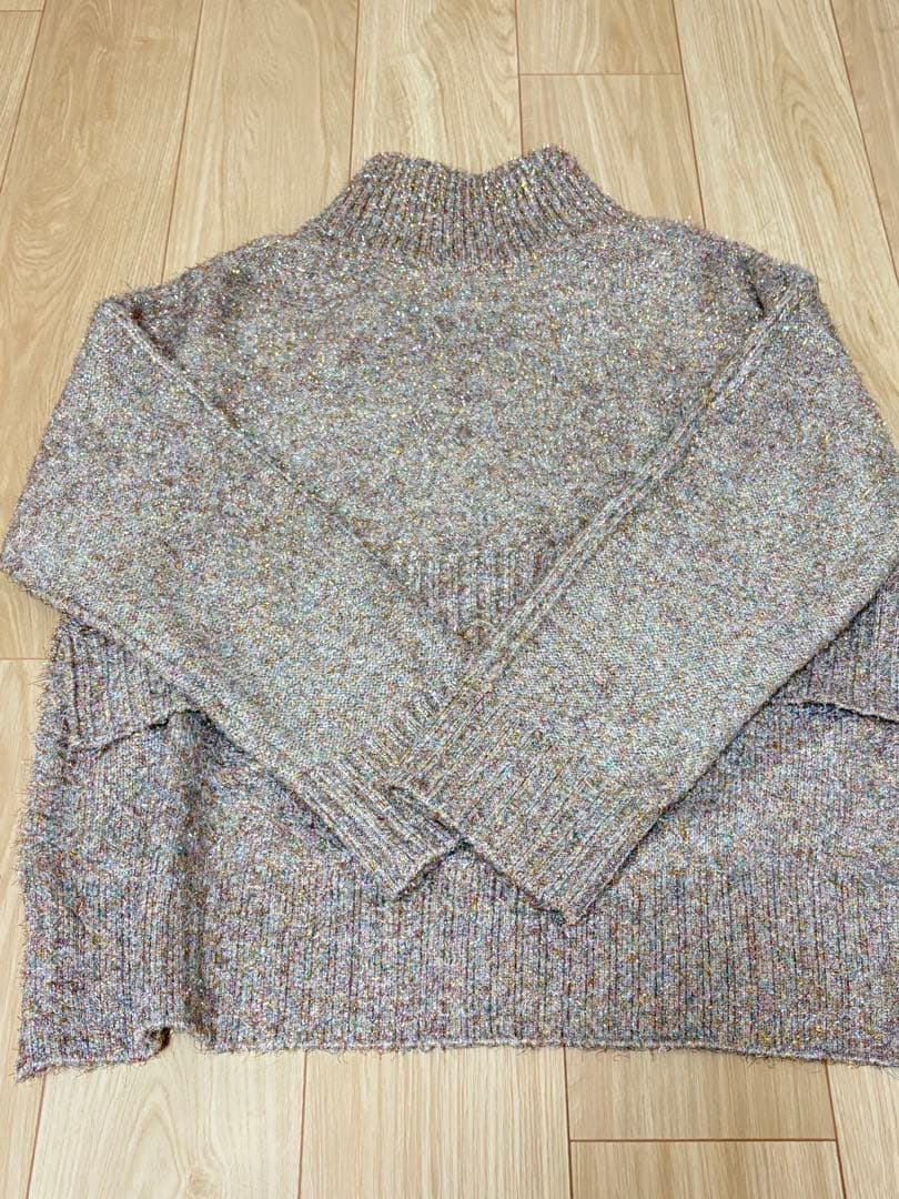 cygne ラメショートニットプルオーバー　オーロラ