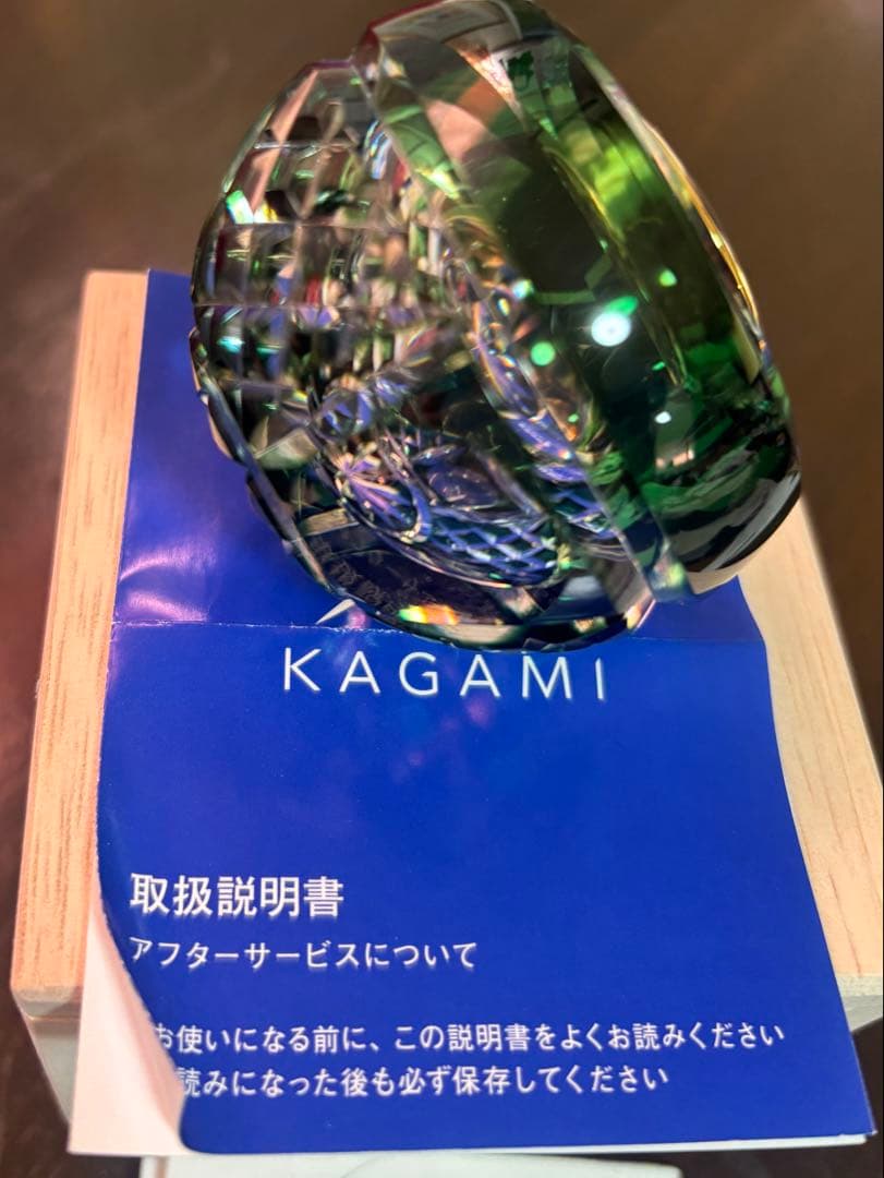 KAGAMI クリスタル時計 グリーン 時計 クロック 置物 インテリア