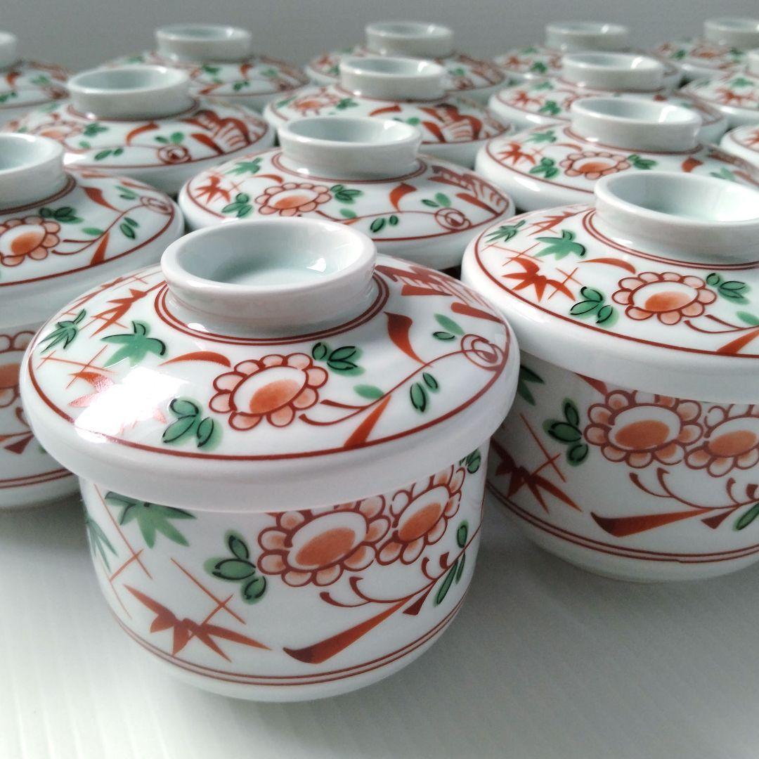 赤絵 蓋付き 蒸し碗 むし碗 茶碗蒸し 花鳥図 和食器 強化磁器 日本製 20客