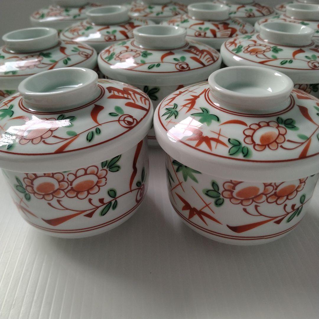 赤絵 蓋付き 蒸し碗 むし碗 茶碗蒸し 花鳥図 和食器 強化磁器 日本製 20客
