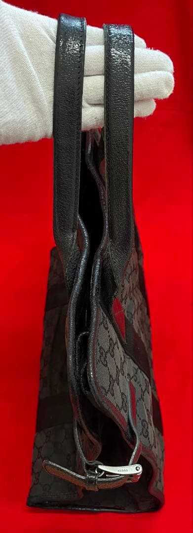 正規　GUCCI グッチ ビジネス　バッグ　カバン　トート　黒　革×キャンバス