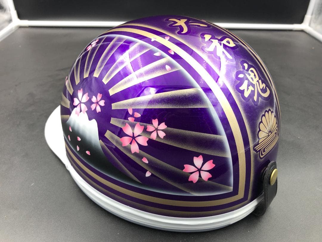 コルク半　カスタム　富士日章　三つボタン　パープルゴールドラメ　ぼかし　桜