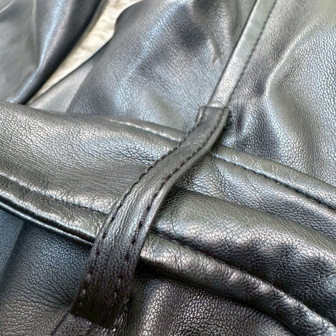 美品✨ ZARA ザラ レザー トレンチコート Mサイズ 黒 ベルト ダブル