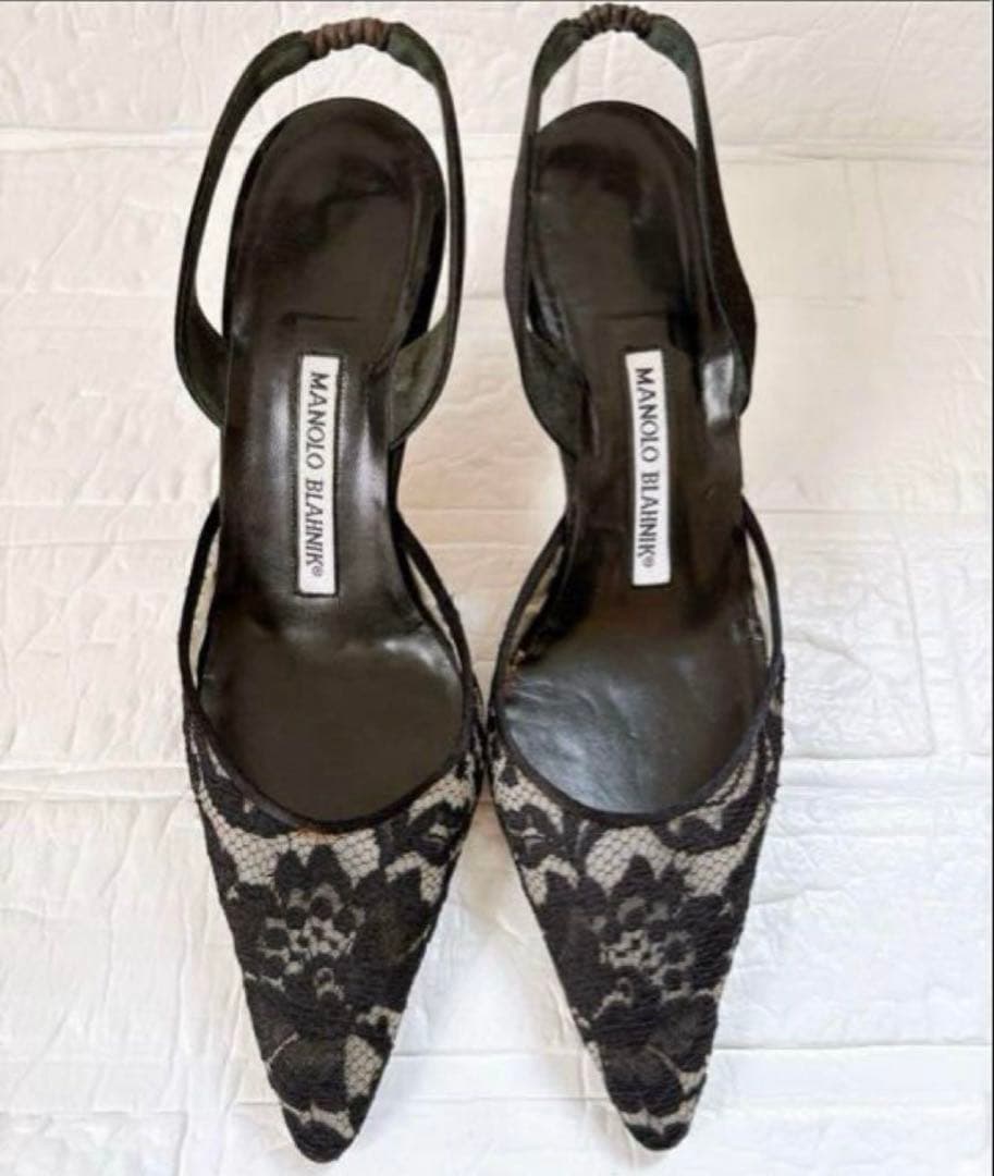 MANOLO BLAHNIK レーススリングバックヒール 24センチ