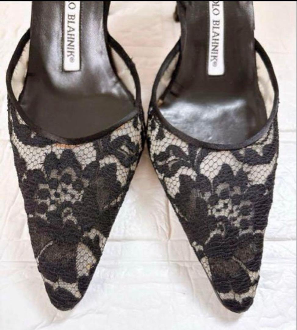 MANOLO BLAHNIK レーススリングバックヒール 24センチ