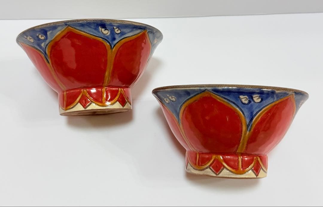 新品 沖縄 幸陶器 やちむん 花笠マカイ 6寸 ペアセット