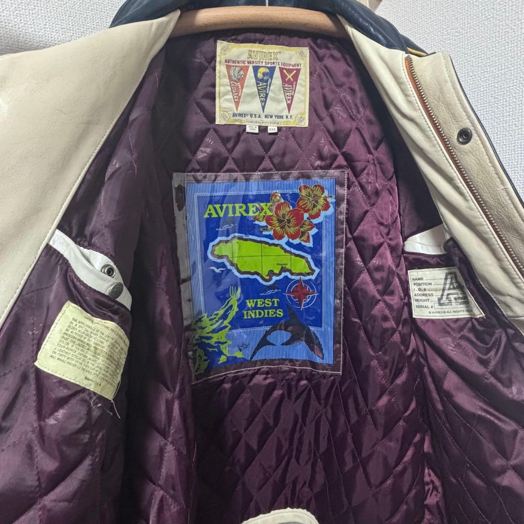 希少 AVIREX ウエストインディーズシャークス レザージャケット XXL