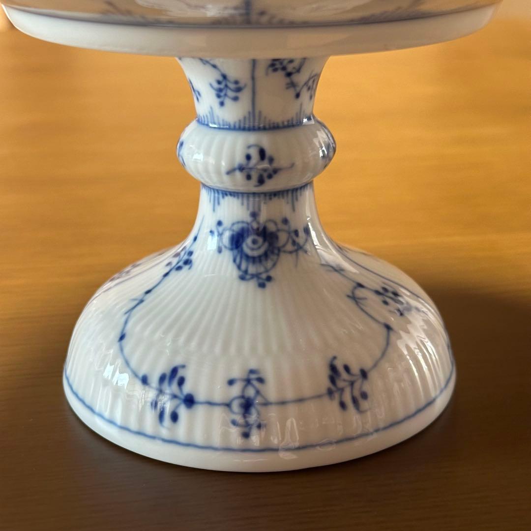 【超美品】ロイヤルコペンハーゲン ブルーフルーテッド プレーンレース コンポート