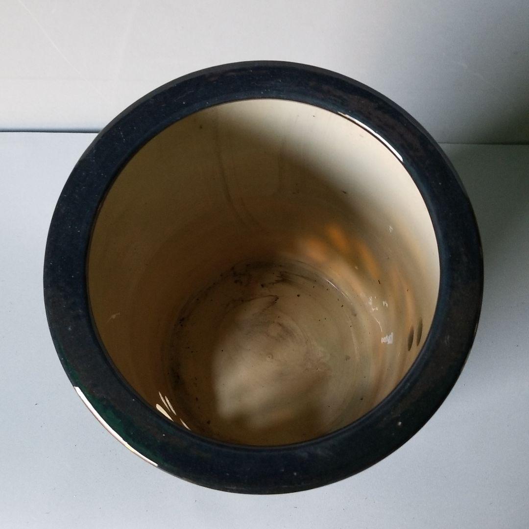 お値下げしました⤵信楽焼 傘立て 小筒黒磁釉つる草 高さ４４cm