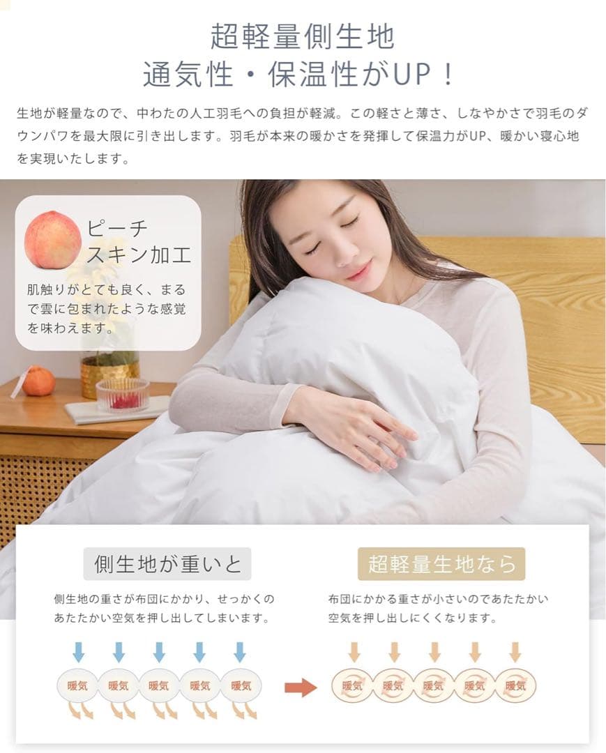 掛け布団 シングル 人工羽毛布団 洗える 肌掛け布団 150×210cm 2枚