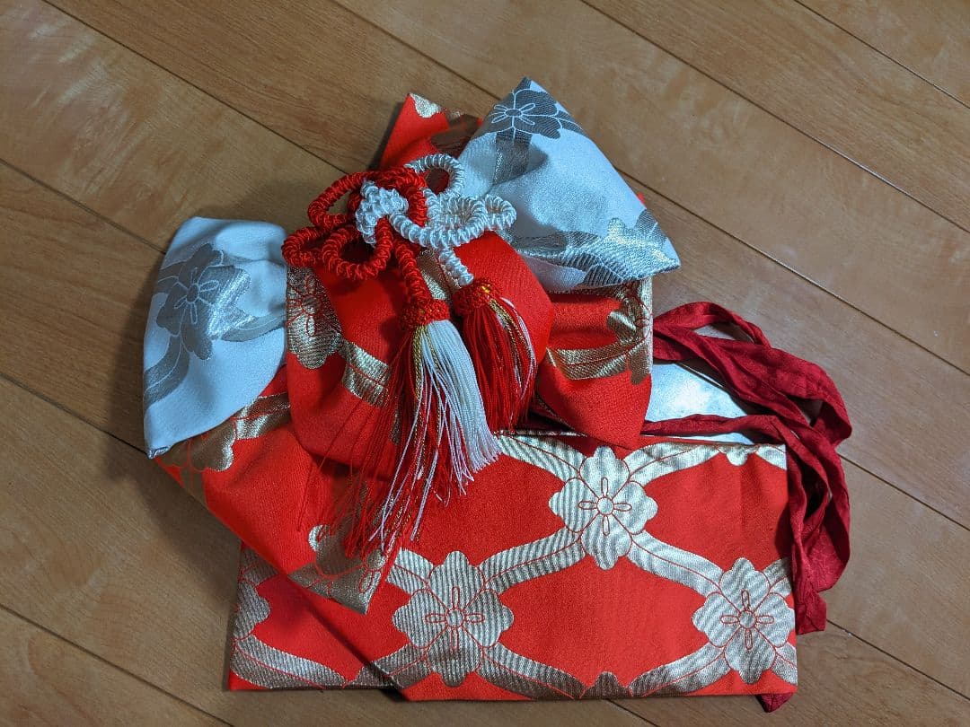 美品 花柄着物 140cm 7歳　七五三　フルセット
