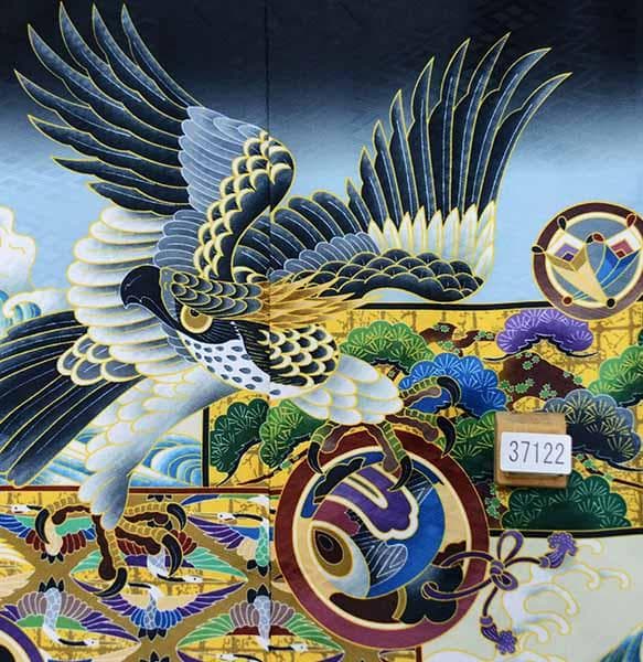 七五三 五歳 男児 着物 羽織袴フルセット 紋袴 黒 袴変更可能 NO37122