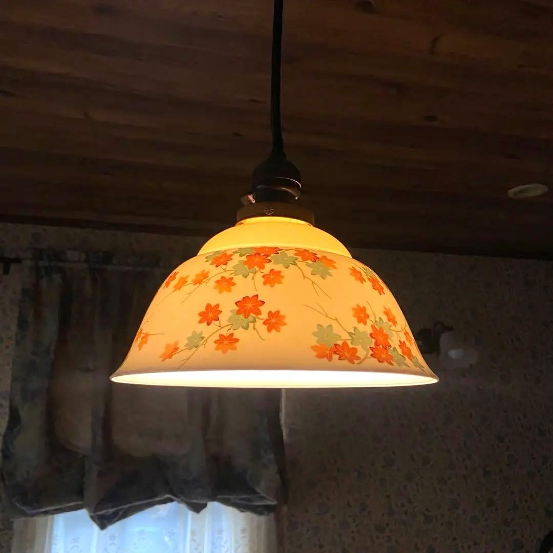 オールドノリタケ　則武　日陶　紅葉柄シェード　電笠　大正ロマン