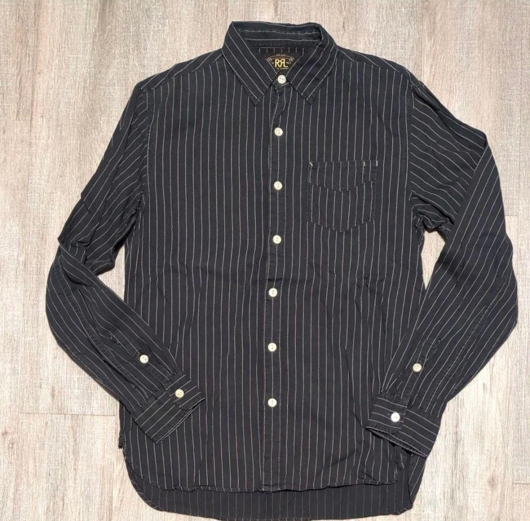 トップス RRL WABASH STRIPE BLACK INDIGO SHIRT S