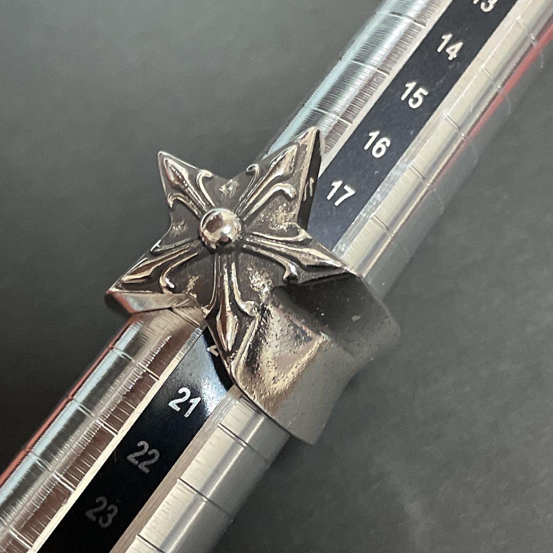ノーブランド　クロス　スター　五芒星　指輪　リング　silver９２５　１９号