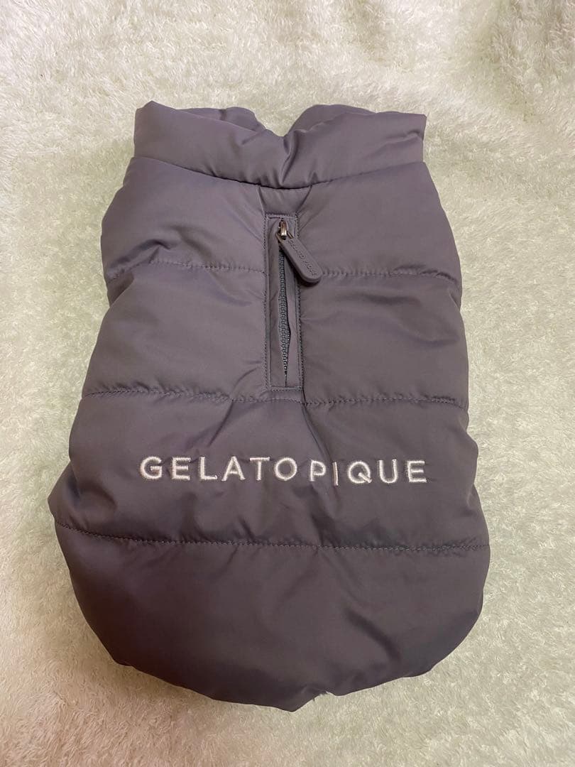 GELATO PIQUE 中綿ベスト　犬服 グレー　Mクリスマス　ショッパー