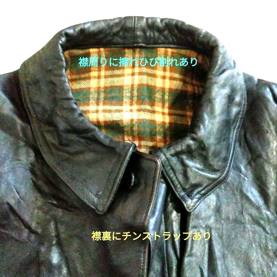 30s Vintage フランス軍 ファイヤーマン レザージャケット カーコート