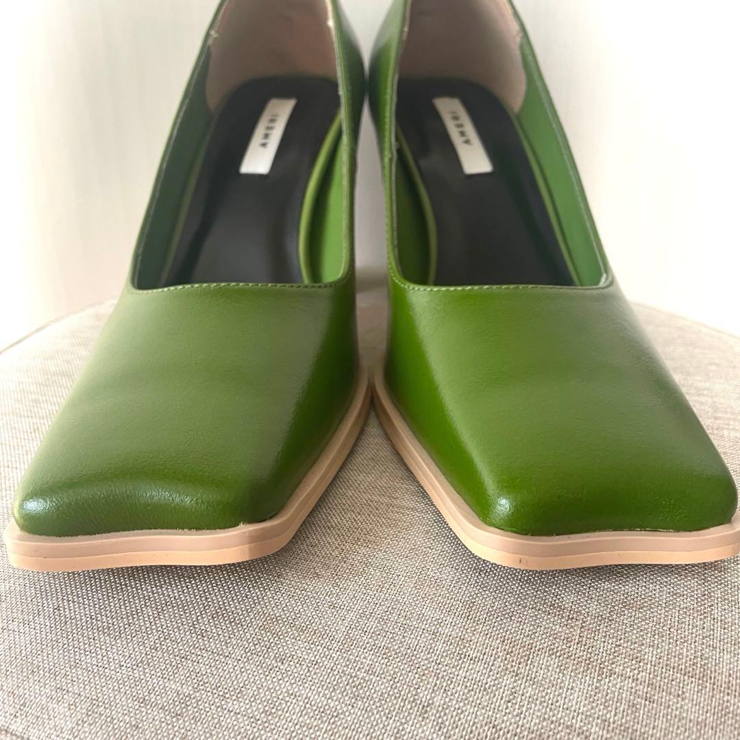 【美品Ameri vintage/WAVE TOE パンプス23cmピスタチオ