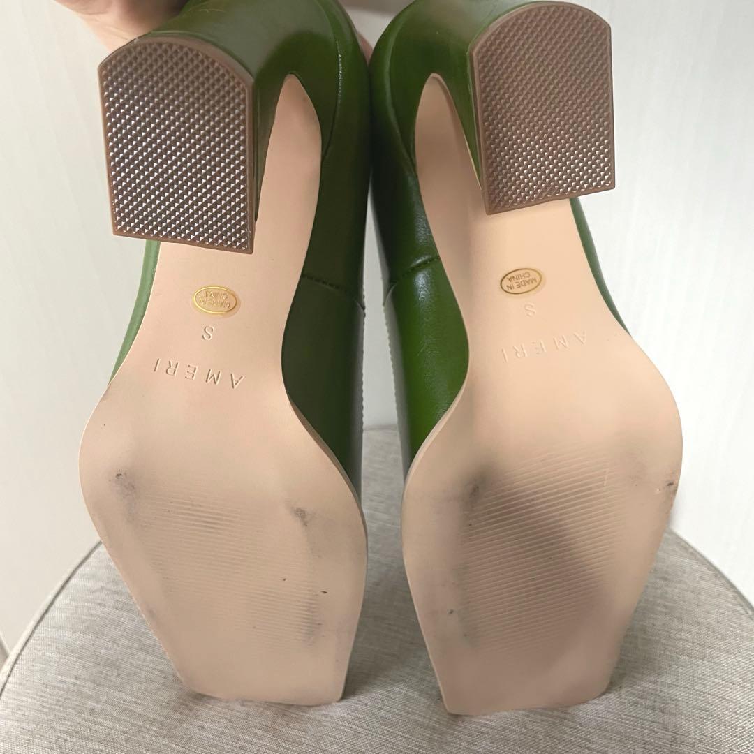 【美品Ameri vintage/WAVE TOE パンプス23cmピスタチオ