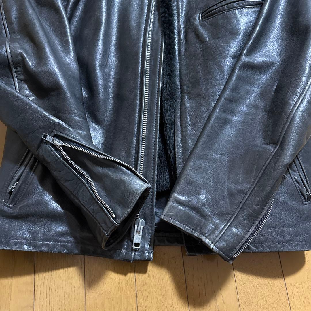 Schott レザーシングルライダース641ブラックサイズ38ボアライナー付き