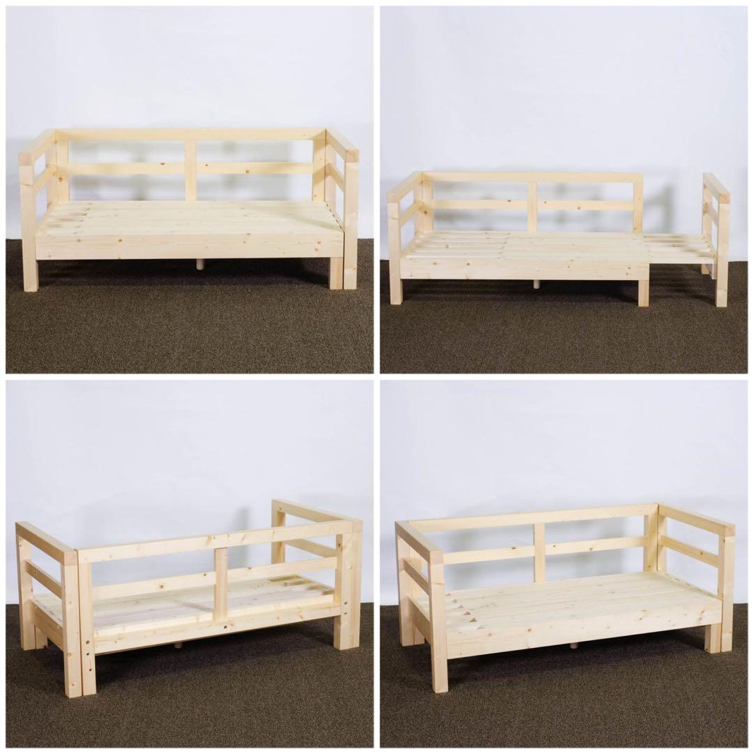 E 新品 北欧 パイン材 ソファベッド オレンジ セミシングル すのこベッド