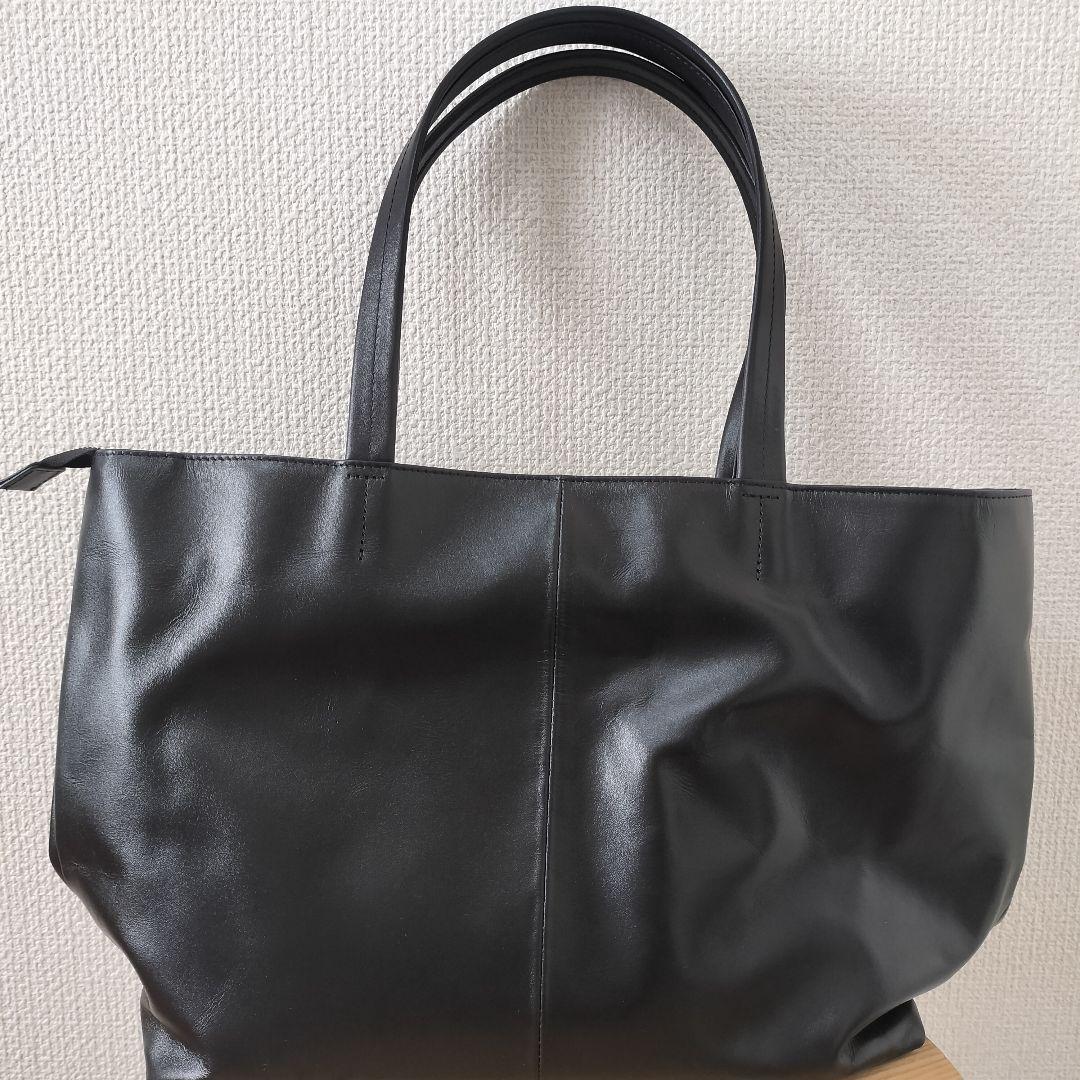 ユナイテッドアローズグリーンレーベル　レザートートバッグ　黒　ブラック　本革