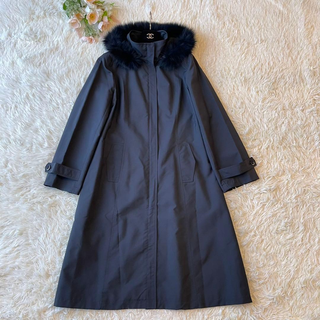極美品 M'S GRACY ファー付き ジップアップ コート ブラック 40