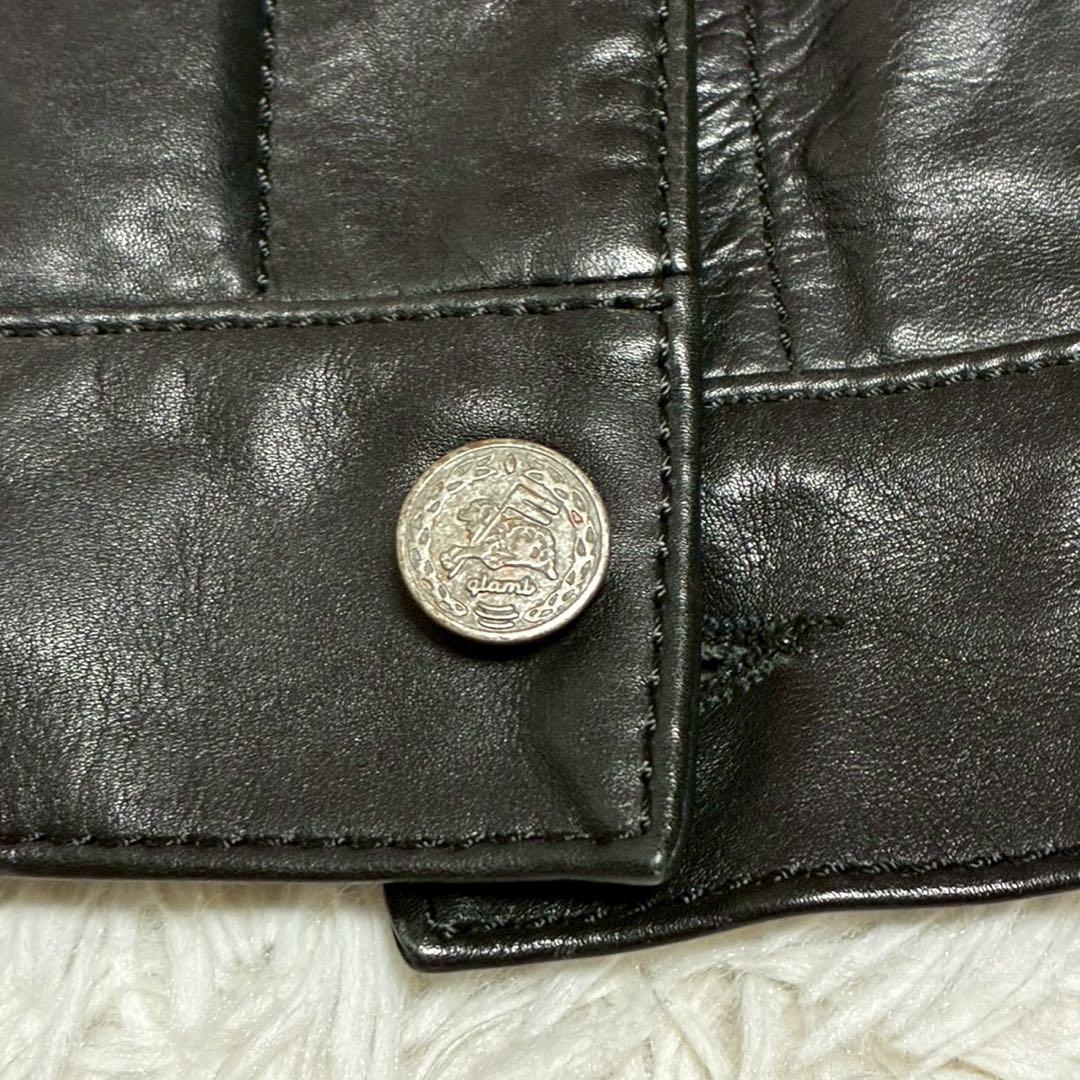 L相当⭐️glamb トラッカージャケット　カウレザー　光沢感　ブラック　3