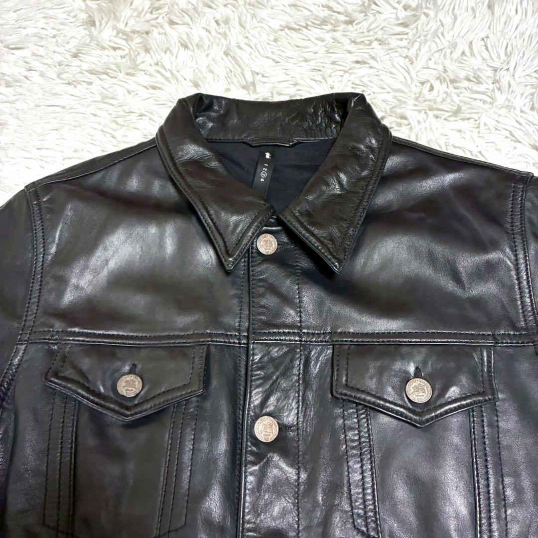 L相当⭐️glamb トラッカージャケット　カウレザー　光沢感　ブラック　3