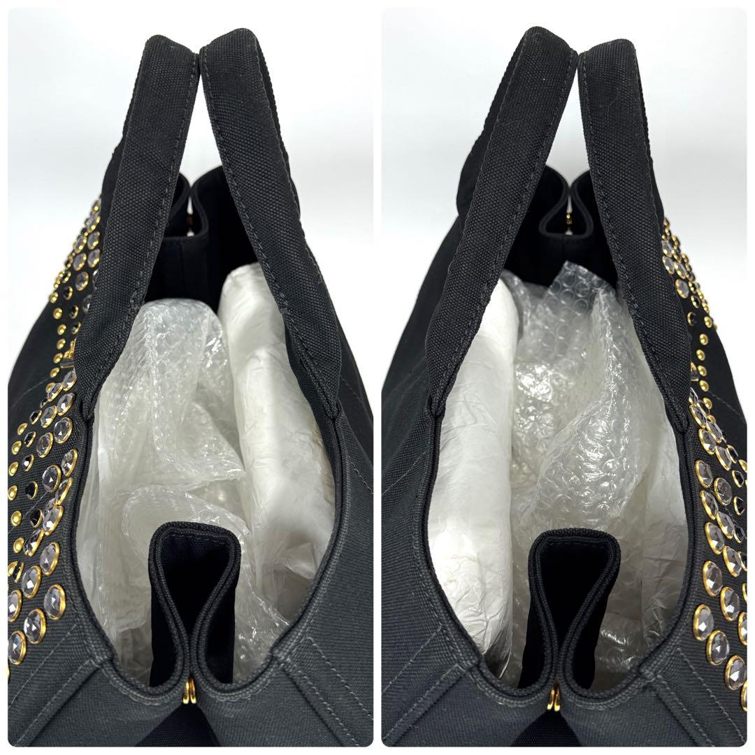 極美品✨ PRADA カナパ 2way ショルダー付 スタッズ ビジュー
