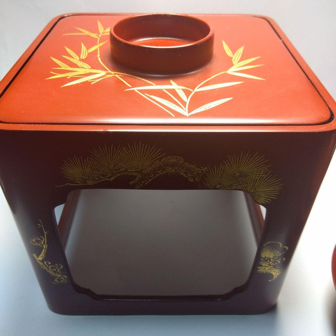 輪島塗　漆器三ッ組盃　沈金　虎の図　在銘　松竹梅　天然木　当日物　美品