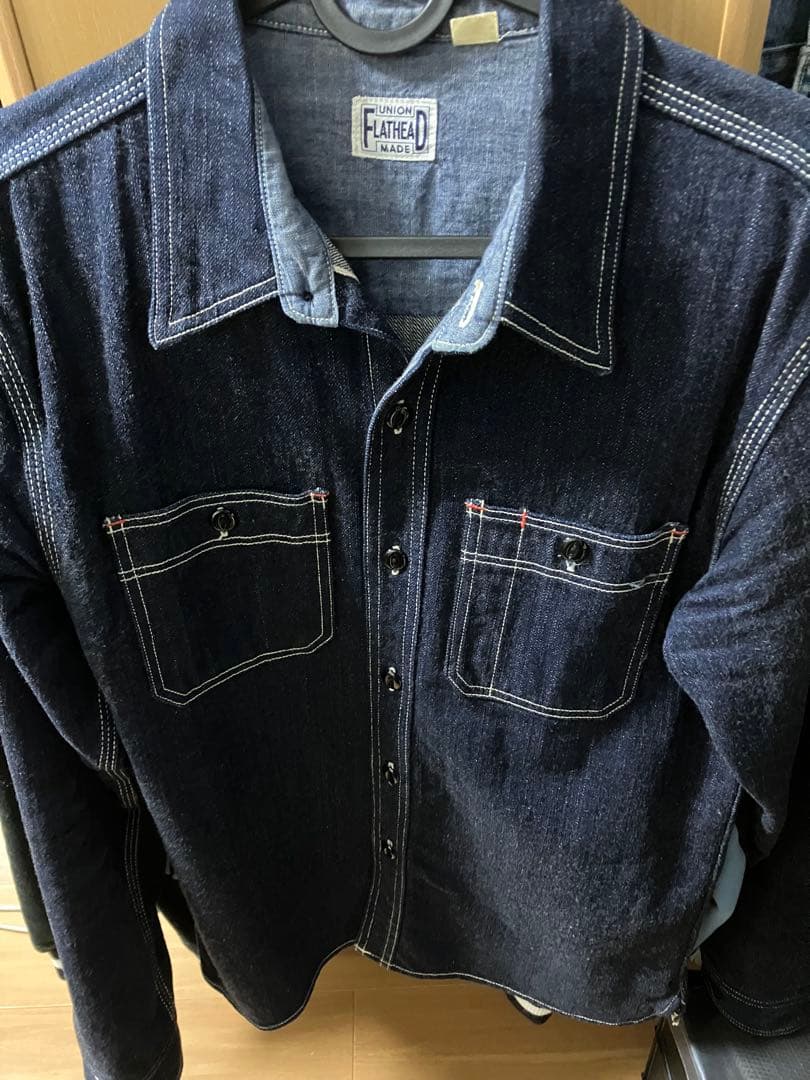 【美品】FLAT HEAD フラットヘッド 7010W デニムワークシャツ 38