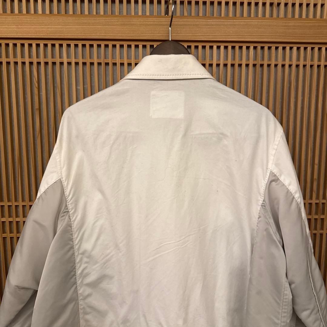 sacai メンズ　ホワイト・グレー ステンカラーコート