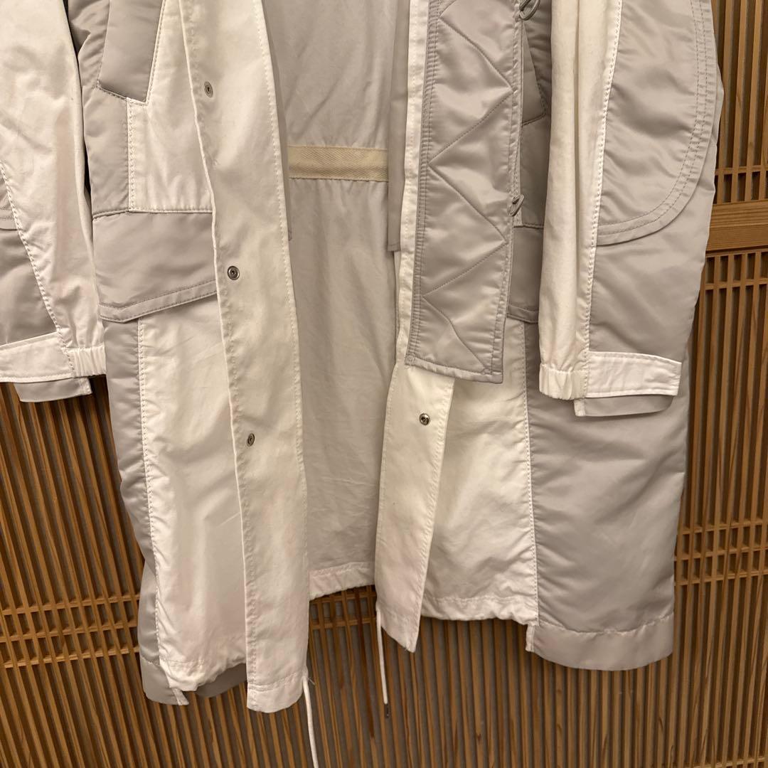 sacai メンズ　ホワイト・グレー ステンカラーコート