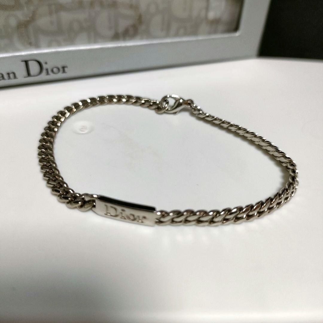 美品ChristianDiorクリスチャンディオールIDプレートロゴシルバー喜平