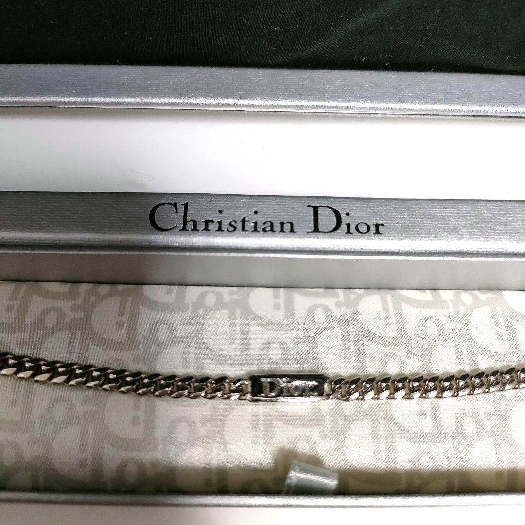 美品ChristianDiorクリスチャンディオールIDプレートロゴシルバー喜平