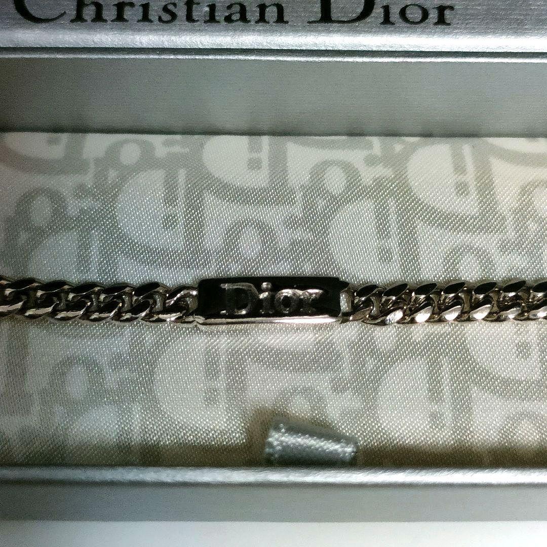美品ChristianDiorクリスチャンディオールIDプレートロゴシルバー喜平