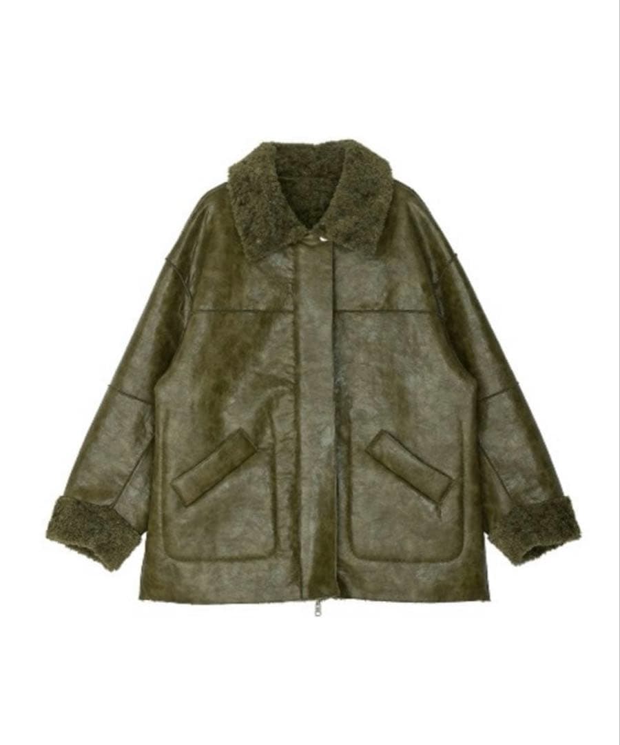 Ameri ムートン風ボアジャケット Mサイズ カーキ