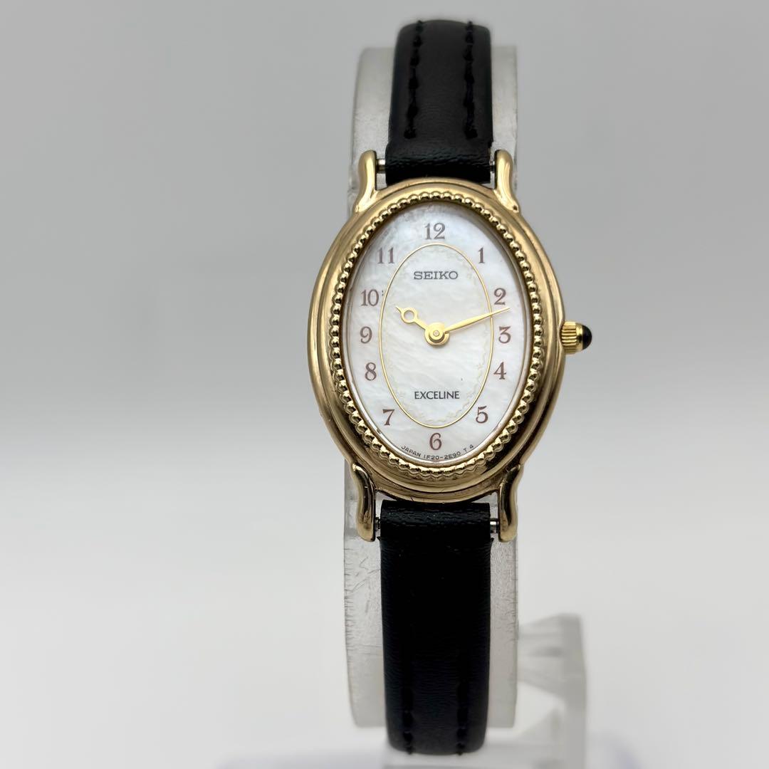 稼動品 ✨SEIKO EXCELINE オーバル シェル文字盤 レディース腕時計