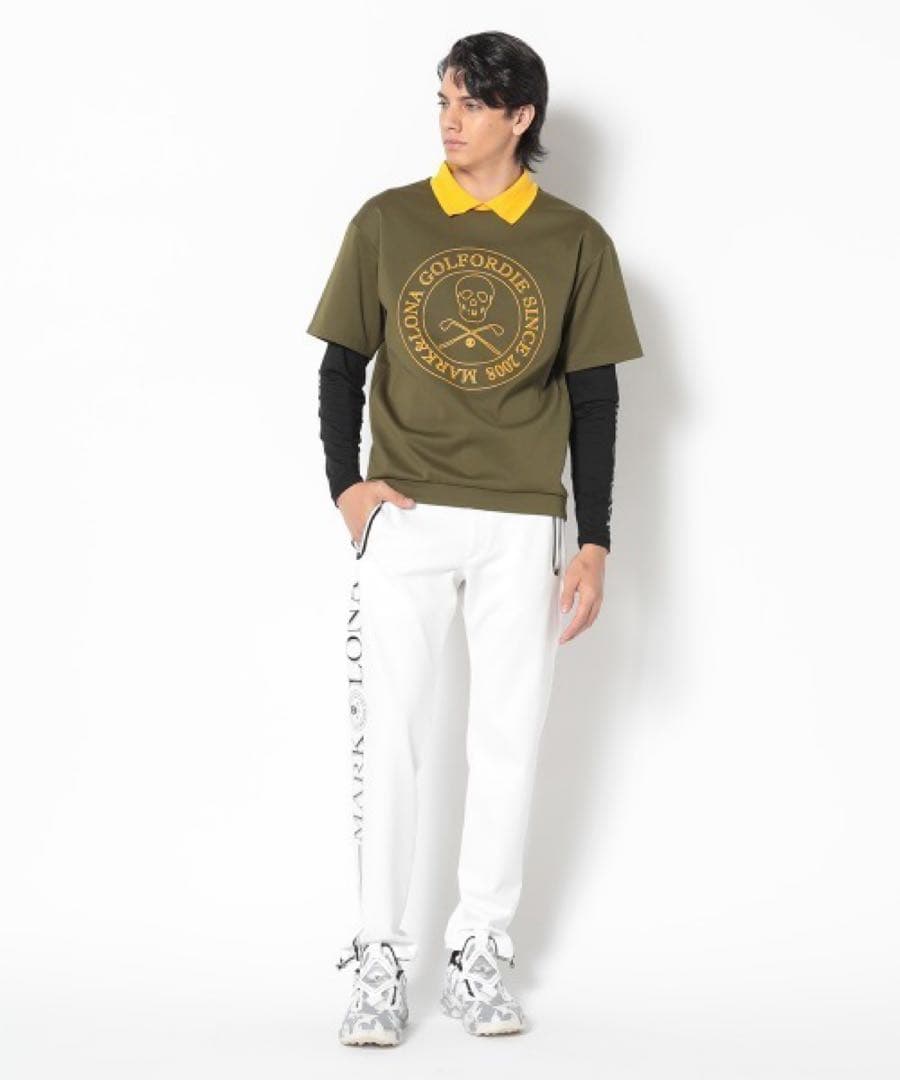 MARK&LONAオリーブグリーン スカルロゴ ポロシャツ 50新品未使用
