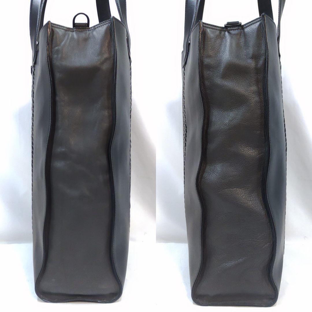 【希少・極美品】アルマーニ トートバッグ 2way ショルダー 編込 レザー 黒