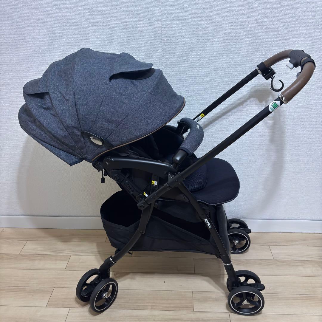 【美品】 Aprica ラクーナクッションフリー ネイビー 2141888