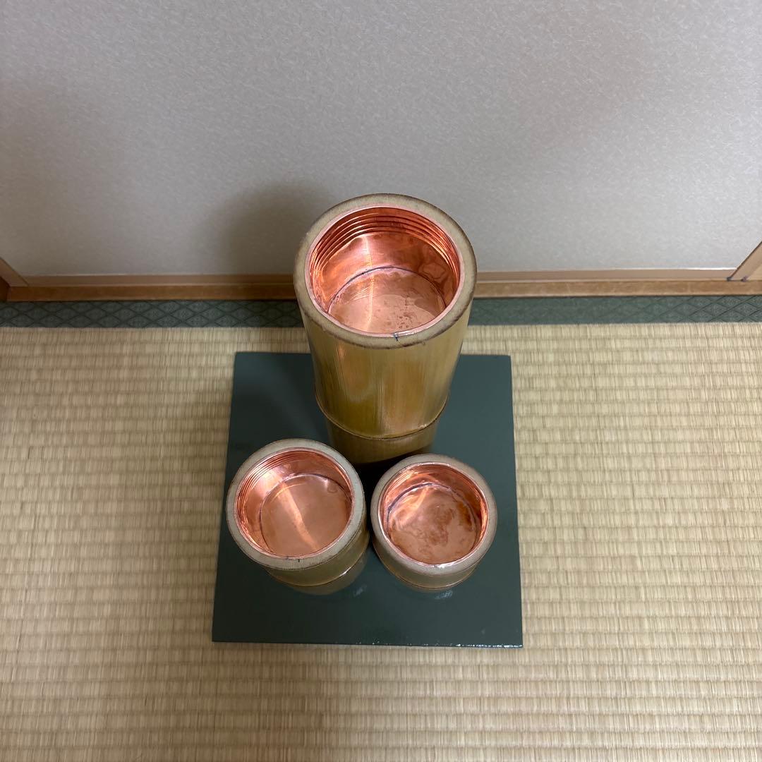 79 短三管筒　3本セット　竹製　華道　生花　格花　花器　水仙